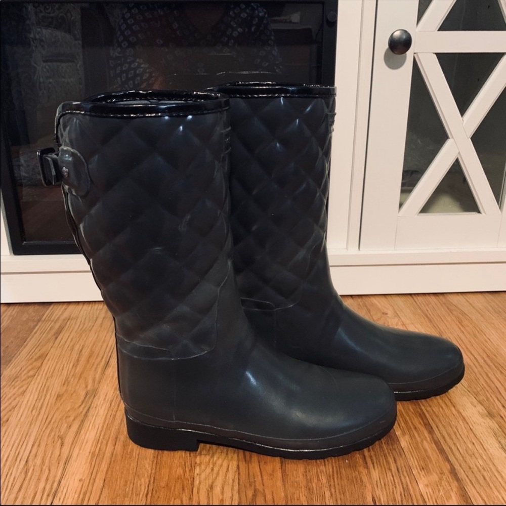 Refined High Gloss Quilted Waterproof Rain Boots